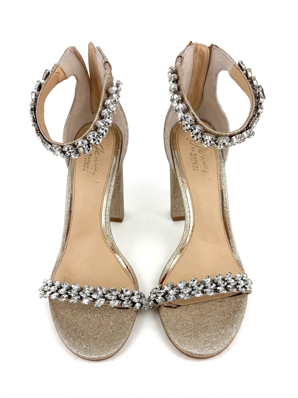 Embellished Gold High Heel Sandals - Women